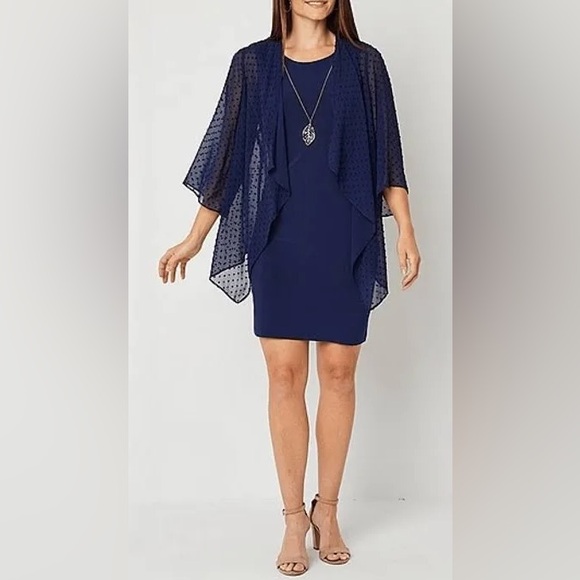 Sandra Darren Long Sleeve Sheer Jacket Dress - Picture 2 of 9